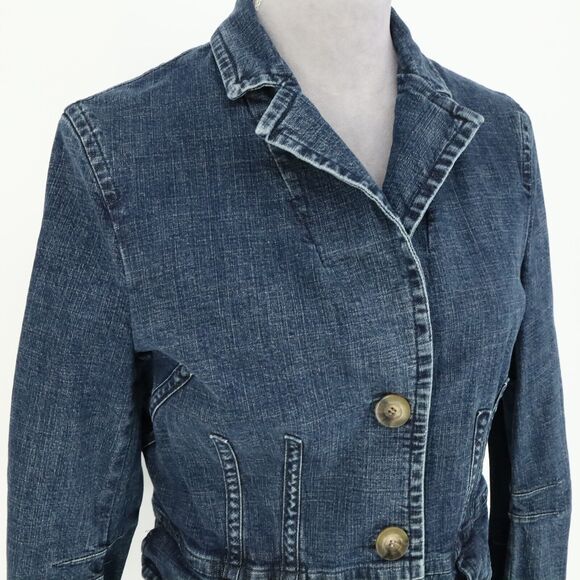 Nine West Jacket Womens Medium Blue Cotton Stretch Jean Denim Preppy Vintage - Picture 7 of 15